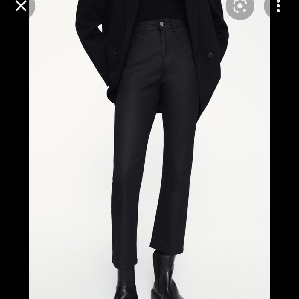 NEW Zara coated black jeans